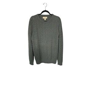 Elliot Mulryan 100%‎ 2 Ply Cashmere Cable Knit Sweater Olive Green Mens Size XL